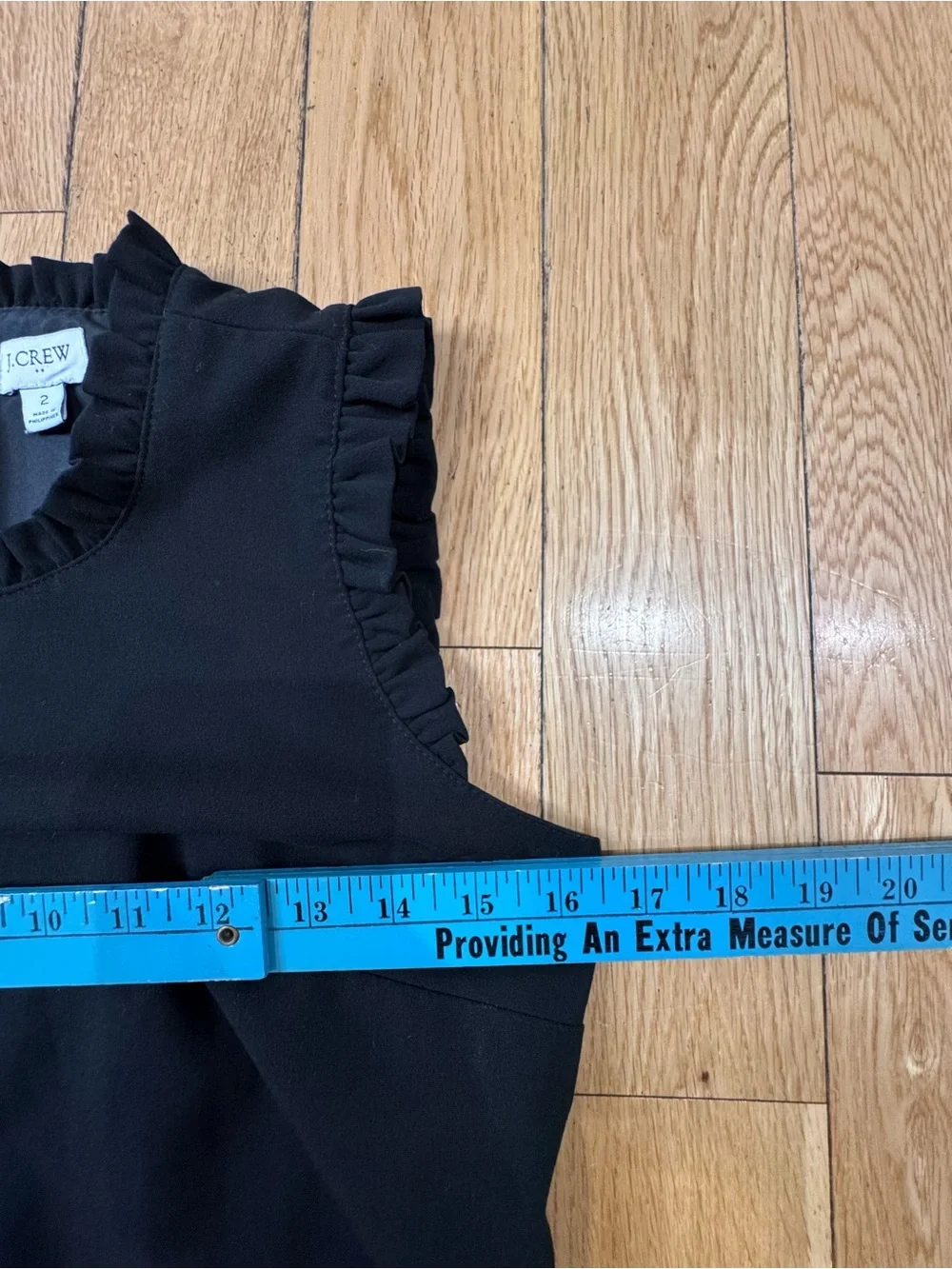 J. Crew Suiting Black Sleeveless Ruffle-Trim Mini Dress 2